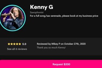 케니 지에게 축하 메시지 받고 싶어? 200달러만 내세요